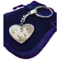 Porte clefs coeur avec une photo.